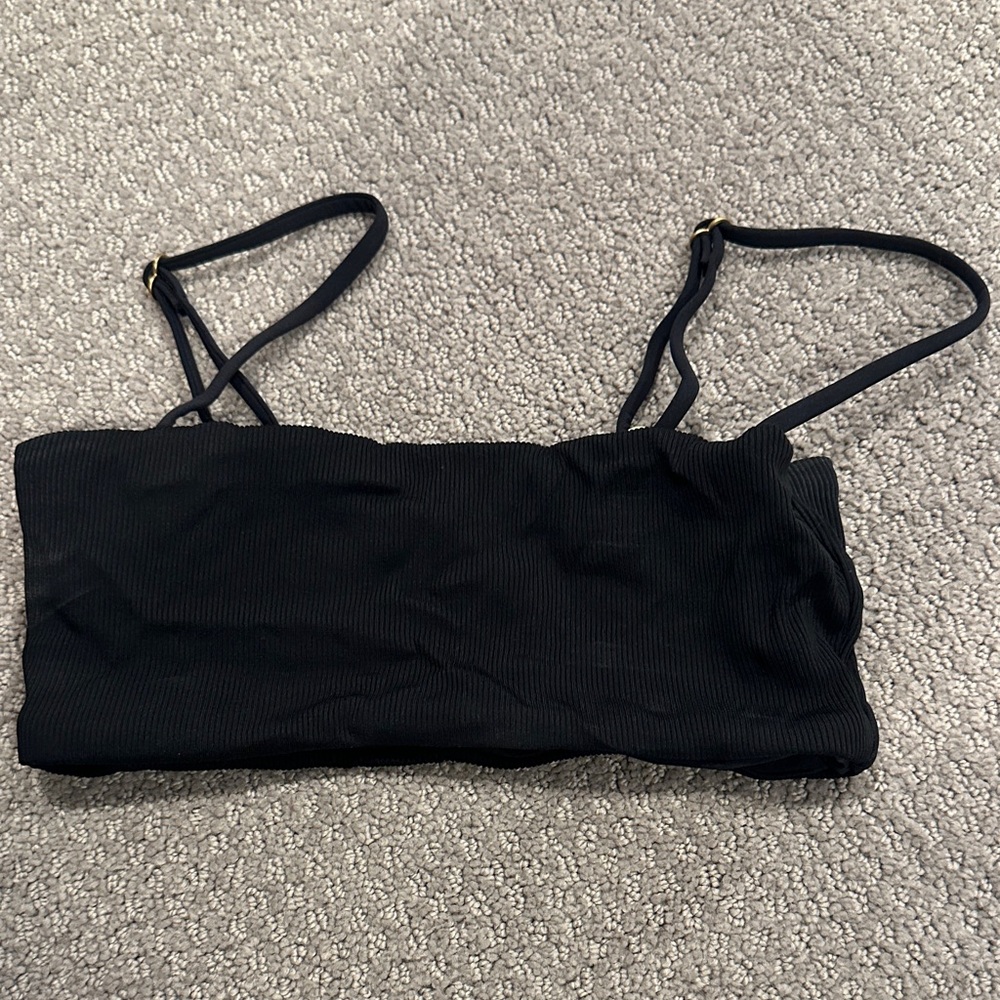 L Space Black Ribbed Bikini Top